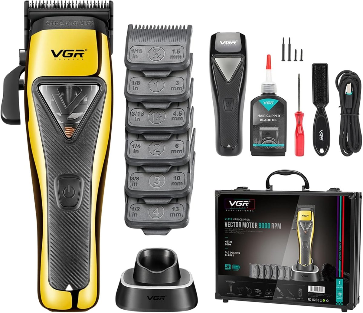 V-015 Saç Tıraş Makinesi - Çantalı, Yedek Kapaklı - Güçlü Motor