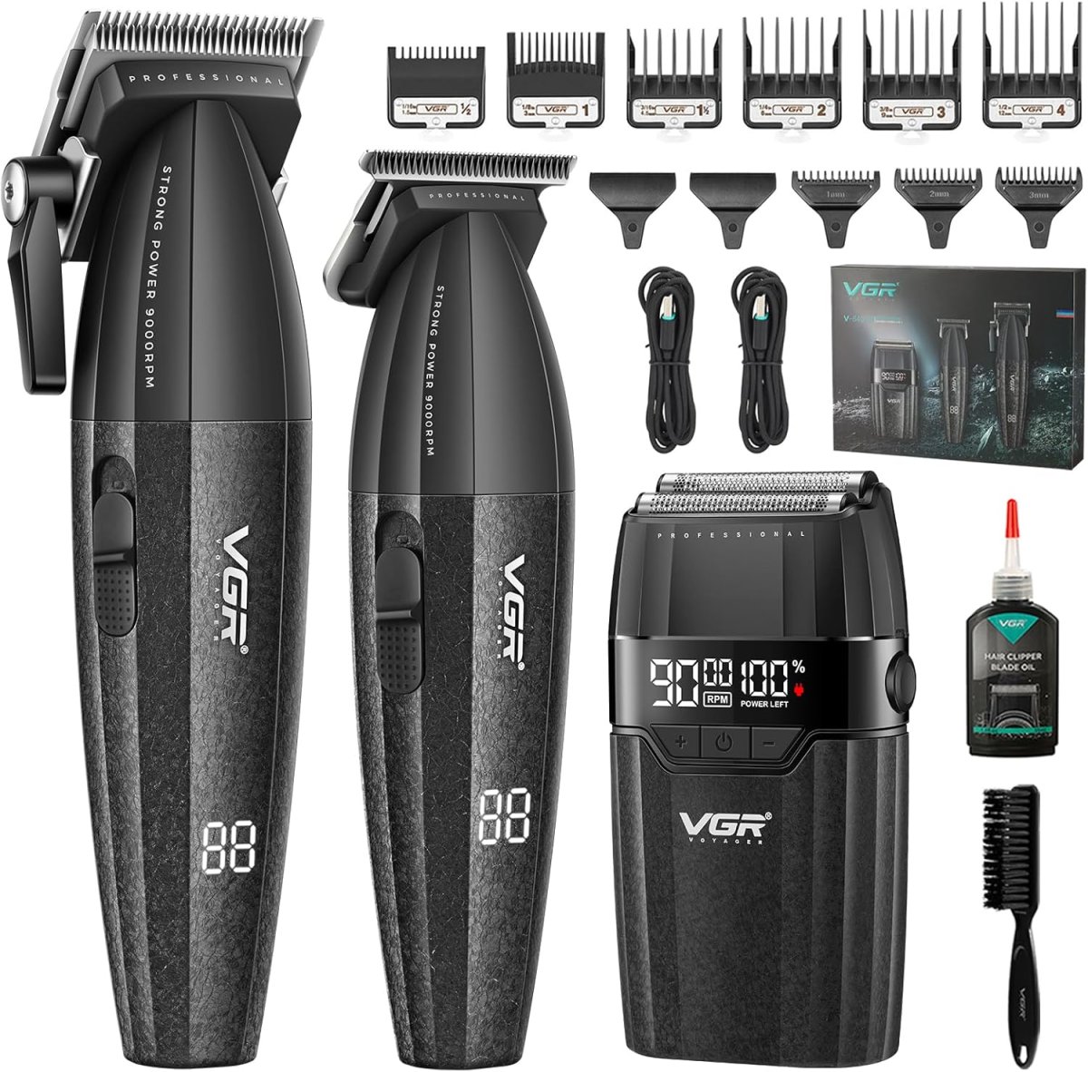 V-640 S3 - Profesyonel Saç Kesme ve Sakal Tıraş Makinesi Seti 3'lü Berber Combo