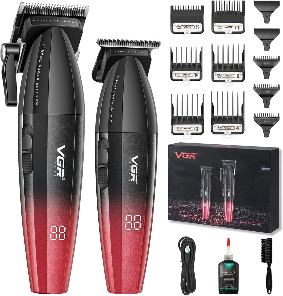 V-640 S2 - Saç, Sakal Tıraş Makinesi Seti - Kırmızı